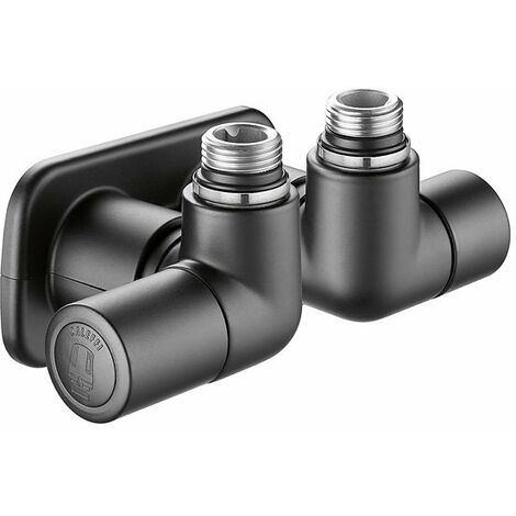 Noir Heizkörperventile – Gerade, Matt Schwarz, Rund, 15 Mm, 2 Stück
