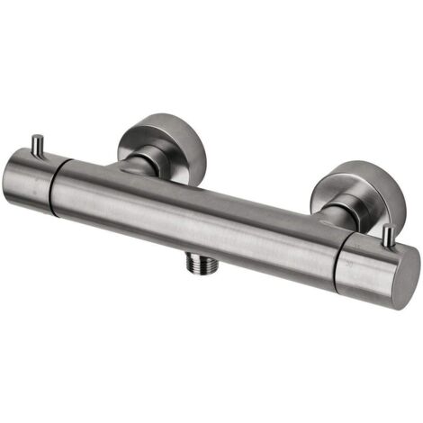 Externer Thermostat-Brausemischer in gebürsteter Stahlfarbe Paffoni Light LIQ168EST Steel Looking
