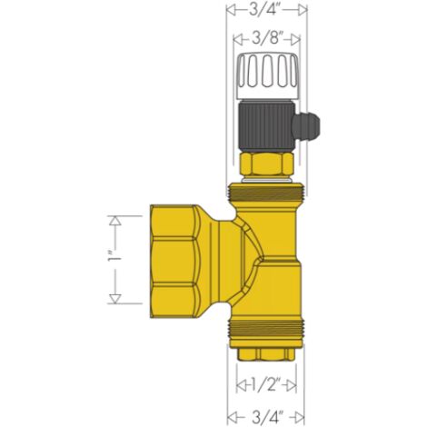 Kopfgruppe bestehend aus Entlüftungshahn, Armatur und Stopfen 1" F Caleffi 599662  1" F