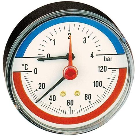 Thermomanometer, 1/2" Anschluss hinten. Bar 0-6, 0-120 °C Caleffi 503060  0-6