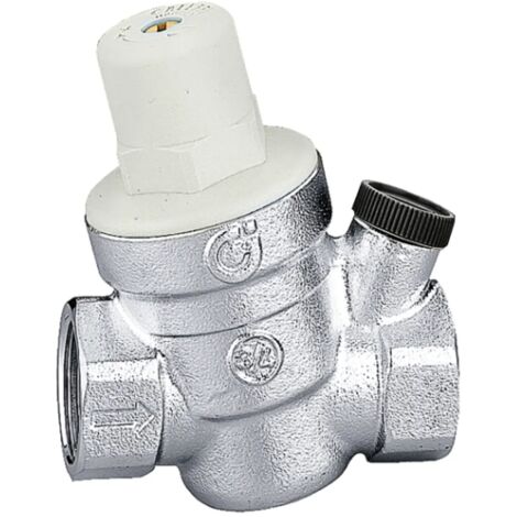 Schrägdruckminderer, mit Manometeranschluss. 1/2 "F-Anschluss Caleffi 533441  Verchromt