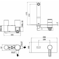 Unterputz-Waschtischbatterie mit 150 mm breitem Auslauf Paffoni Ringo Serie RIN104NO Messing - Mattschwarz