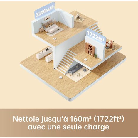 Aspirateur Robot Laveur Dreame F9 Pro 2 en 1 avec Navigation LDS-150min,2500Pa,WiFi/APP/Alexa,Poils d'Animaux
