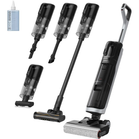 DREAME H14 Dual Aspirateur Laveur 5-en-1, à Rapport Intelligent, Modèle à Plat, Lavage à de Brosse à 60 °C, Séchage à 60 °C en 5 Min, GlideWheel, 18 kPa, Racleur Démêlant