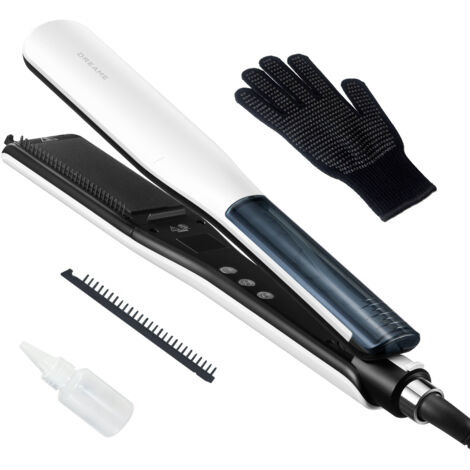 DREAME AuraSteam Straight, Lisseur À Vapeur Infusée, Coiffures Lisses Ou Bouclées, Plaque Élargie, Plaque Flexible 3D, Double Rangée De Vapeur, Réservoir D’Eau 20 Ml Amovible, 5 Niveaux De Température