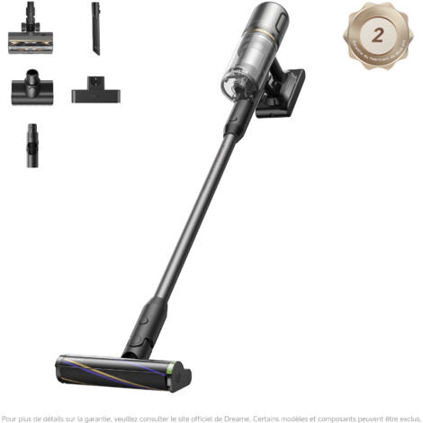 Dreame – Aspirateur balai sans fil 190AW – Puissance d'aspiration 24 kPa – Autonomie 90min – Écran LED – Compartiment 0,5L