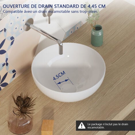 Vasque à Poser Salle de Bain - DeerValley Vasque a Poser en Céramique Circulaire Blanc - 32.5x32.5x14cm, DV-1V061