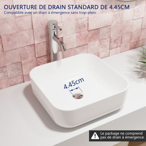 Vasque À Poser Salle De Bain DeerValley en Céramique Blanc - Vasque A Poser Moderne, Pratique et Élégante, 38.5x38.5x13.5cm, DV-1V021
