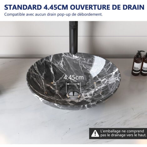 Vasque à poser ovale en céramique effet marbre gris forme œuf 40,6 x 33 cm DeerValley
