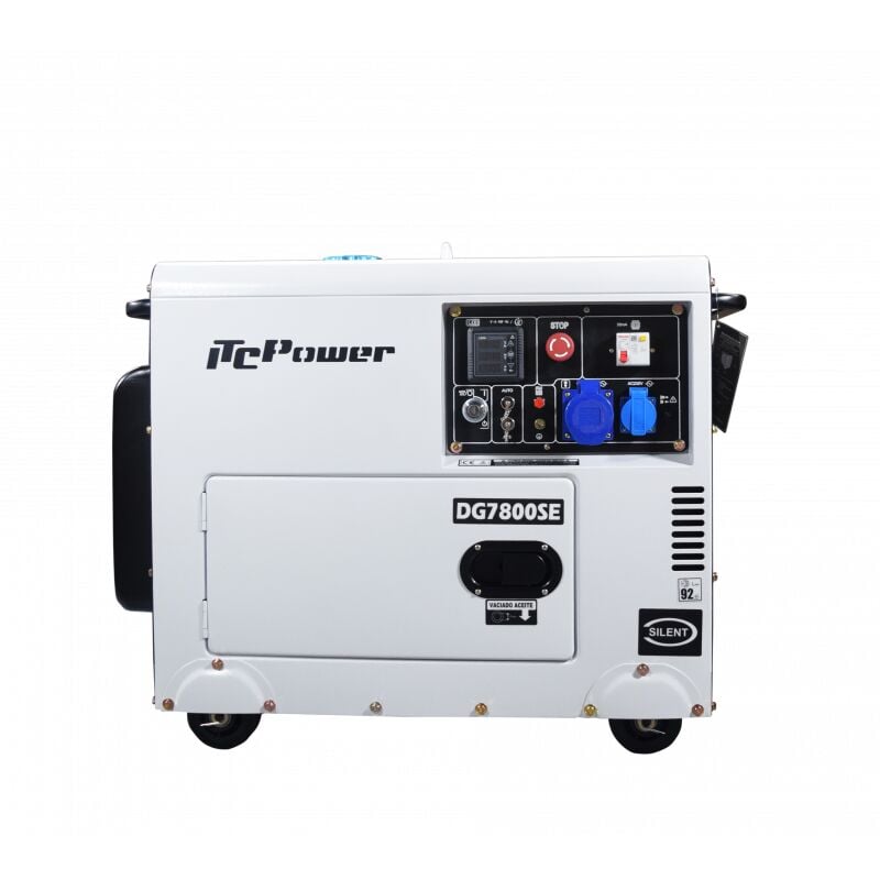 ITC Power Groupe électrogène diesel 6500W AVR monophasé DG7800SE valable pour installation solaire