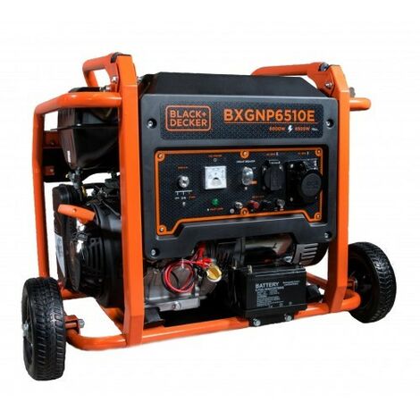 Black & Decker – Groupe électrogène 6.5Kw essence 230V monophasé – Moteur 4 temps OHV – Alternateur 100% cuivre – Autonomie 11h à 50% de charge - BXGNP6510E