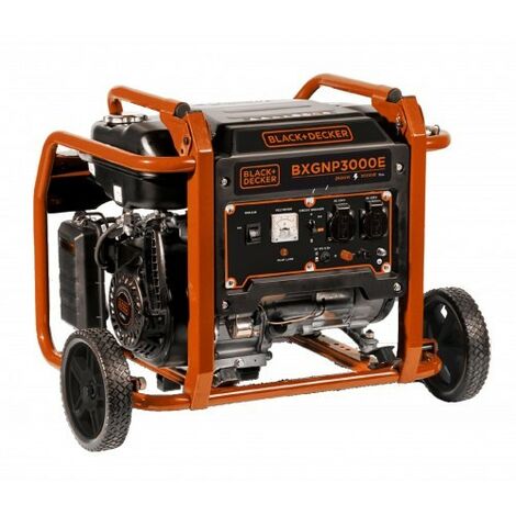 Black & Decker – Groupe électrogène essence 3000W monophasé – Moteur 4 temps OHV 208 cc – Autonomie jusqu'à 10h – Niveau sonore 69 dB – 2 prises 230V - BXGNP3000E