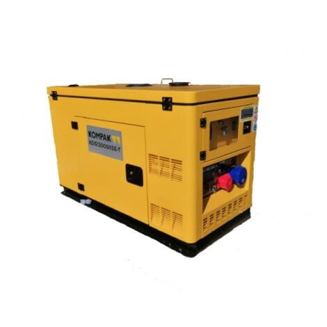 KOMPAK Groupe électrogène 12KvA Diesel 230V/400V Insonorisé KDG12000XSE-T monophasé et triphasé