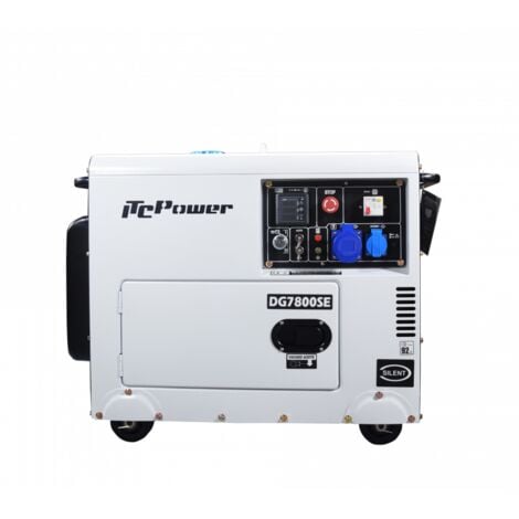 ITC Power Groupe électrogène diesel 6500W AVR monophasé DG7800SE valable pour installation solaire