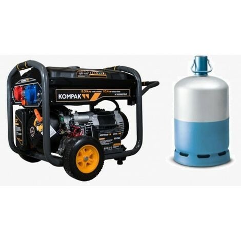 KOMPAK Groupe électrogène gaz/essence 8000W Monophasé et triphasé K10000TET-DF