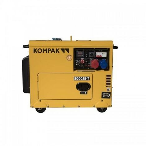 Groupe électrogène diesel insonorisé 6300W – Monophasé et triphasé – Autonomie jusqu'à 12h – Niveau sonore 72 dB à 7m – Kompak - NT-8000SE-T