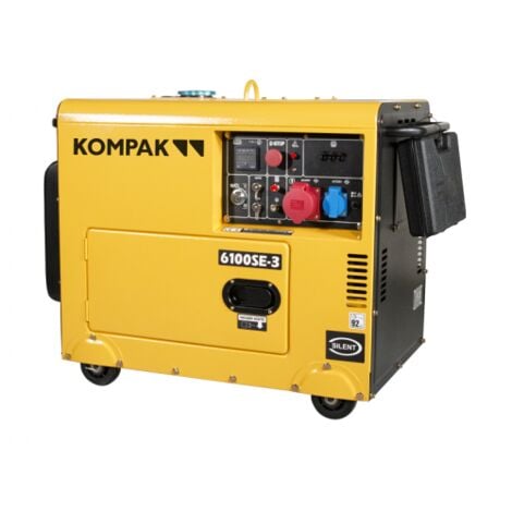 Groupe électrogène diesel insonorisé 5500W Monophasé et triphasé Kompak NT-6100SE-3 valable pour installation solaire