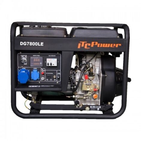 ITC Power Groupe électrogène diesel 6500W AVR monophasé DG7800LE ATS valable pour installation solaire