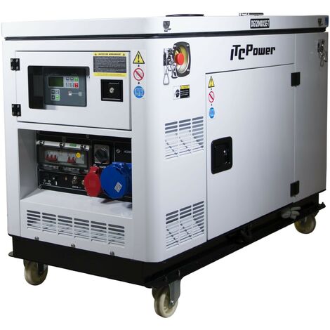 Itc Power – Groupe électrogène diesel 10 kW – Refroidissement à eau – Démarrage électrique – Monophasé et triphasé – Autonomie 10h à 50% charge - DG12000XSE-T