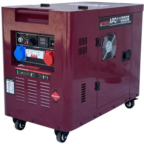 Groupe électrogène 9 kVA Diesel silencieux 230/400V – Démarrage électrique – Régulateur de tension AVR – Autonomie 15h à 50% charge – Ai Power - APD11000Q