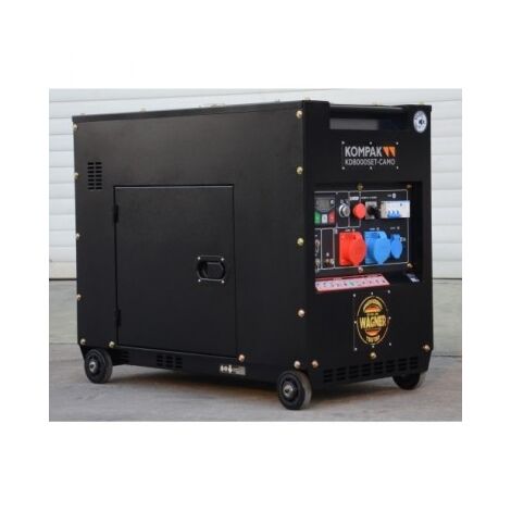 Groupe électrogène diesel 8KVA – Mono et Tri – Réservoir 30L – Autonomie 30h – Niveau sonore 72dB – Idéal pour chantiers et secours – Kompak - KD8000SET-CAMO