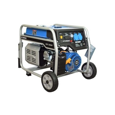 Hyundai – Groupe électrogène chantier 2800 W essence monophasé – Moteur 4 temps OHV – Démarrage facile – Poids 42 kg – Niveau sonore 69 dBA - HHY3000FK