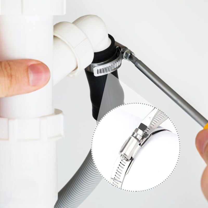 Collier De Serrage 5m Collier Inox 5m Collie De Seage Inox Avec 10 Piu00e8ces Fixation, Kit De Colliers De Serrage Reglable Pour Tuyaux Gaz Eau Voiture Machine A Laver Jardin 91712113 Colliers - 11