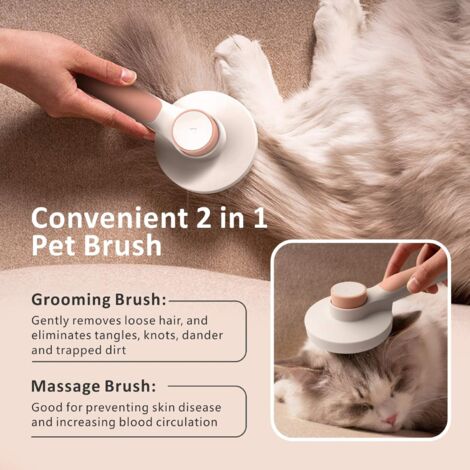 Brosse Chiens Chats, Brosse Autonettoyante Long Court pour Eliminer Efficacement jusqu'à 95% des Poils Morts et Tomentose sous-Poil Tangles Dead