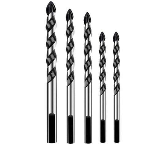 5 Pcs Foret, Foret de Maçonnerie en Carbure de Tungstène Set Pour Métal Acier, Tuile De Céramique Porcelaine, Béton, Brique, Plastique Et Bois - 62 /8/10 /12mm