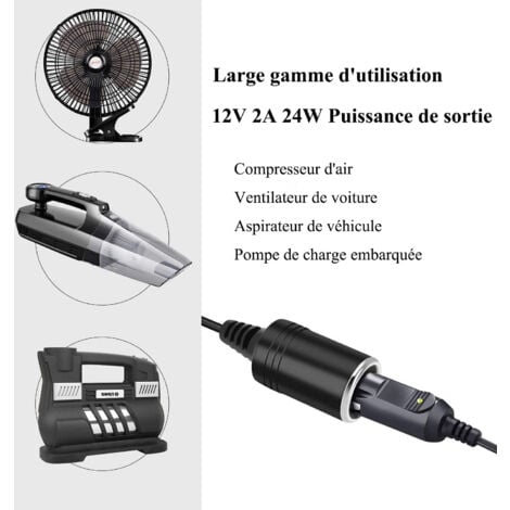 Adaptateur Prise Allume-Cigare 12V 2A, Convertisseur Adaptateur AC/DC pour système de Navigation, convertisseur de Courant, convertisseur de