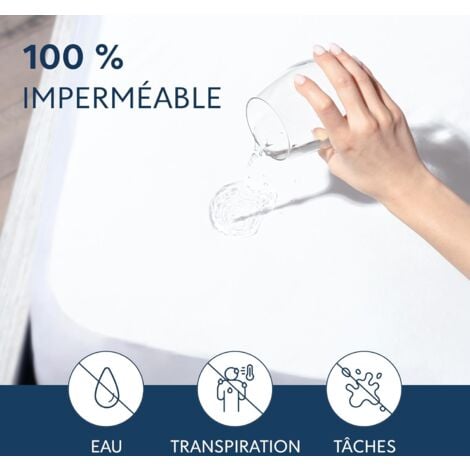 Protège Matelas 140x200 cm Alèse Impermeable Drap Housse en Coton et Microfibre Protection Lit pour Adulte et Bebe Alaise pour Incontinence Anti-Acarien Couvre-Matelas Pipi Lavable en Machine