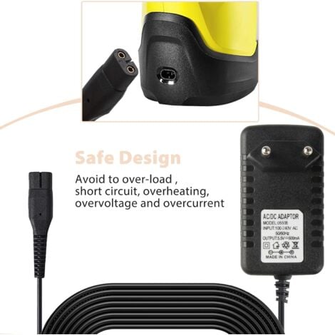 5,5 V Chargeur Compatible avec Les Nettoyeur Lave Vitres Karcher WV1, WV1 Plus, WV2 Plus, WV2, WV5, WV5 Premium 2nd génération, WV51, WV55, WV60, WV70, Câble d'alimentation de Rechange