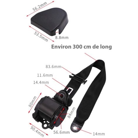Ceinture de sécurité de voiture 3 points télescopique automatique Accessoires de voiture de remplacement universels pour enfants adultes et enceintes Expérience confortable et sûre