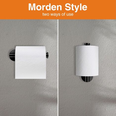 Porte-rouleau de papier toilette noir mat épais en acier inoxydable SUS304 antirouille pour salle de bain, cuisine, salle de bain