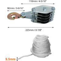 Palan à 4 Voies 2000kg - Câble Nylon 20m - Crochet Acier Galvanisé - Levage Lourd (Bateau, Moto, Meuble) - Rapport 7:1