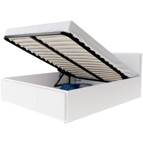 Lit coffre Barcelona 120 x 200 cm – Sommier à lattes relevable – Mécanisme à vérins à gaz – Coffre de rangement spacieux (1/5)