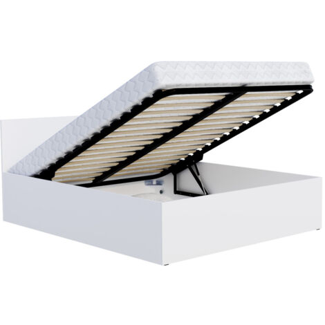 Lit coffre Paris 120 x 200 cm – Sommier à lattes relevable – Accès facile au coffre de rangement – Design scandinave moderne