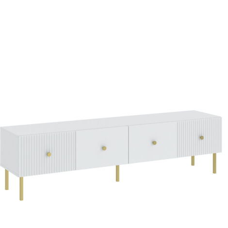 MEUBLE TV VIENA - 180 CM - 2 portes Blanc - Doré (1/5)