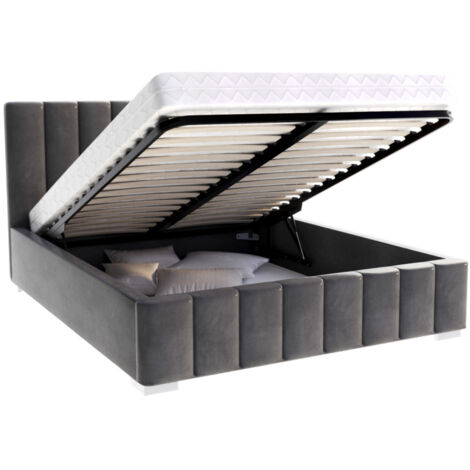 Lit Coffre Austin 160 x 200 cm avec sommier à lattes relevable Gris Foncé