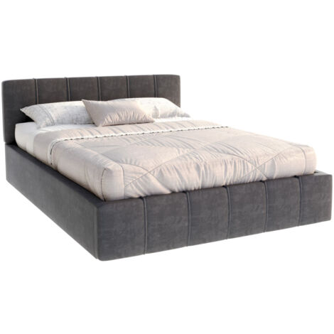 Lit coffre ATLANTA 140 x 190 cm avec sommier à lattes relevable Gris Foncé (1/5)