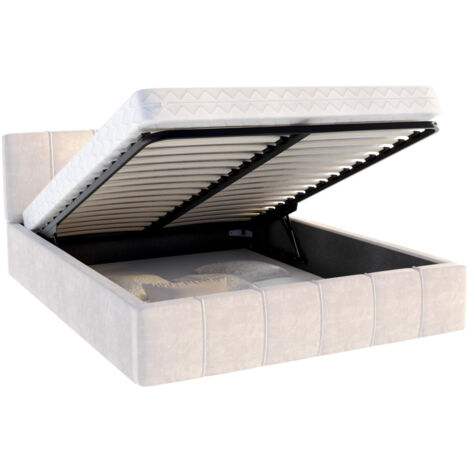 Lit coffre 120 x 200 cm – Sommier relevable à lattes – Coffre de rangement spacieux – Tissu velours résistant à l'abrasion (1/5)