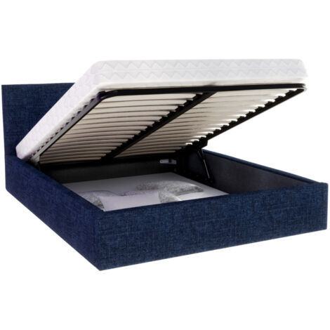 Lit coffre Tolsa 140 x 190 cm avec sommier à lattes relevable Bleu marine (1/5)