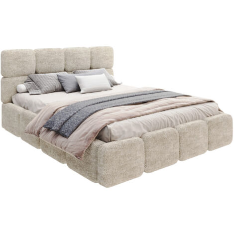 Lit coffre Delicato 160 x 200 cm avec sommier à lattes relevable Beige Foncé