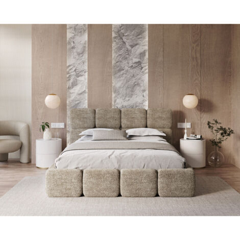 Lit coffre Delicato 140 x 190 cm avec sommier à lattes relevable Beige Foncé