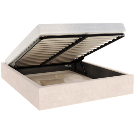 Lit coffre Orlane 120 x 200 cm avec sommier à lattes relevable Beige Foncé (1/5)