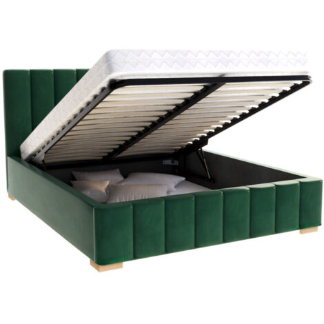 Lit Coffre Austin 160 x 200 cm avec sommier à lattes relevable Vert
