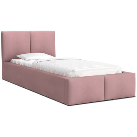 Lit coffre Tulum 90 x 200 cm avec sommier à lattes relevable Misty Rose (1/4)