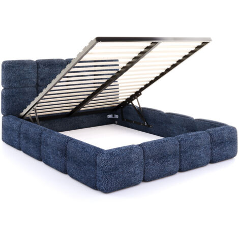 Lit coffre Delicato 180 x 200 cm avec sommier à lattes relevable Bleu marine (1/5)