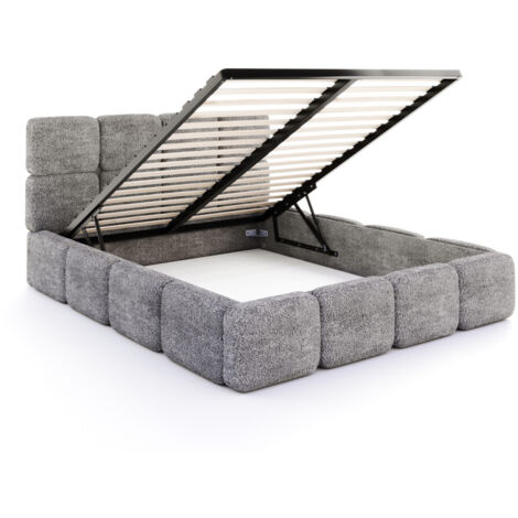 Lit coffre Delicato 180 x 200 cm avec sommier à lattes relevable Gris Foncé