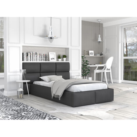 Lit coffre Miami 120 x 200 cm avec sommier à lattes relevable Gris Foncé (1/2)